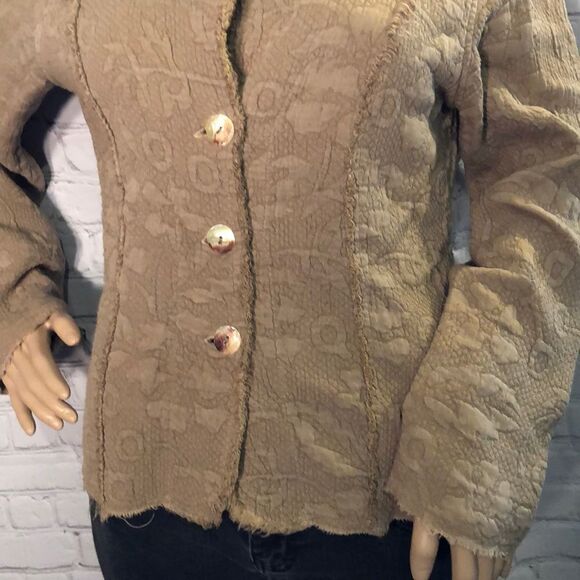 Tianello Beige Blazer With Frayed Seams Styling XS - Picture 3 of 10